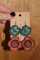 Leather Flower Earrings