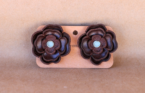 Leather Flower Earrings