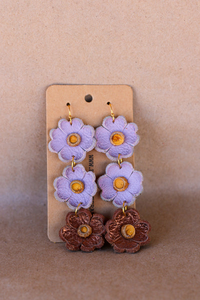 Leather Flower Earrings