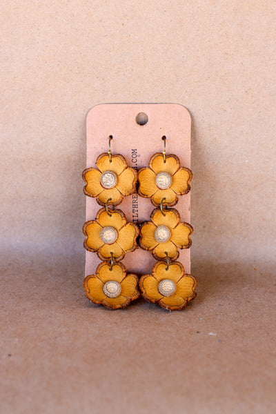 Leather Flower Earrings