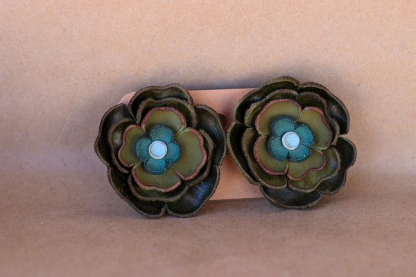 Leather Flower Earrings