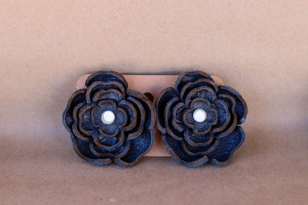 Leather Flower Earrings